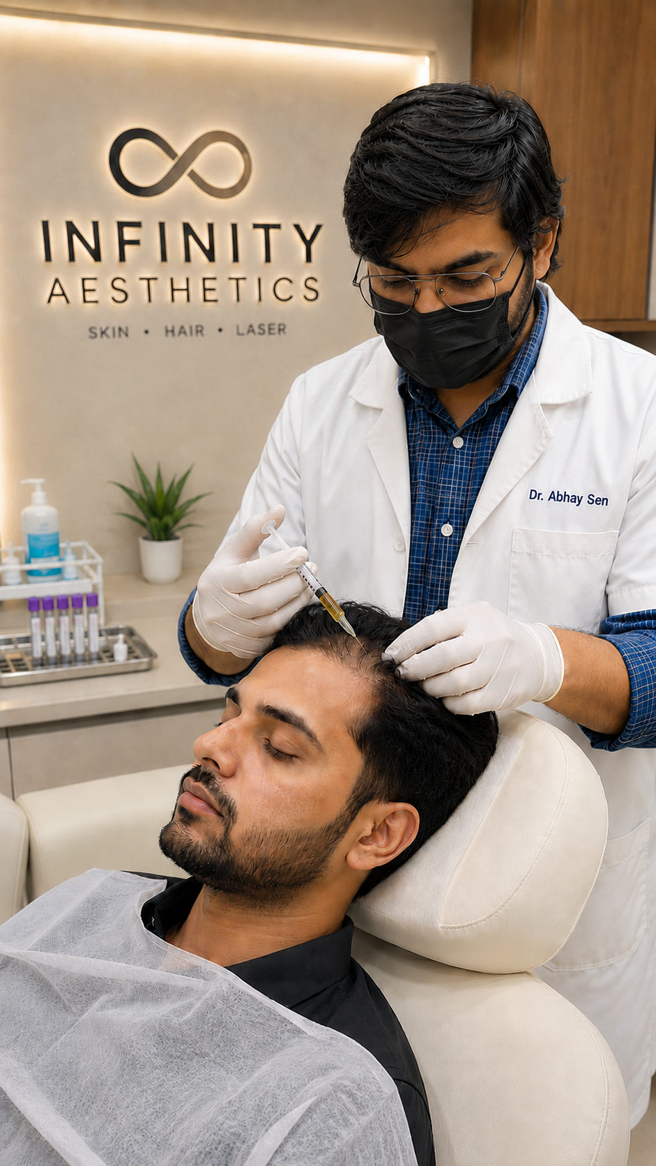 Scalp receiving hair PRP therapy