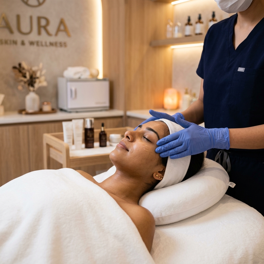 Woman receiving a luxurious HydraFacial at Infinity Aesthetics Ajmer